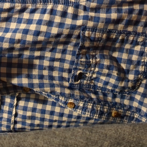 Abercrombie & Fitch shirt button up blue gingham cotton large - Picture 3 of 3